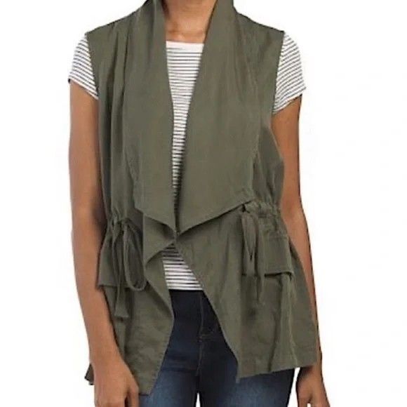 Sanctuary Women's Vest Olive Green Tie Waist Tunic Sleeveless Top Size Small - Picture 1 of 12